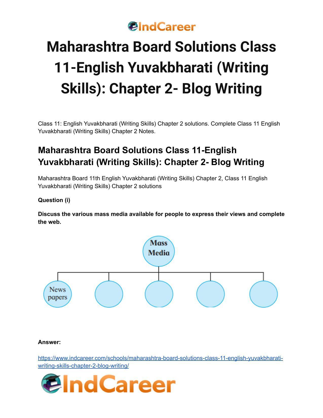Maharashtra Board Solutions Class 11-English Yuvakbharati (Writing Skills): Chapter 2- Blog Writing - Page 2