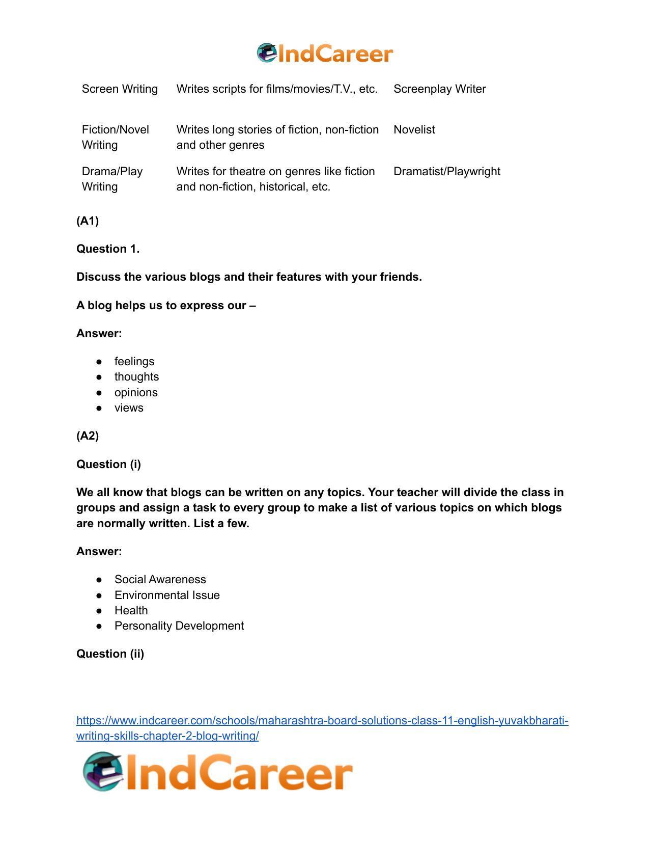 Maharashtra Board Solutions Class 11-English Yuvakbharati (Writing Skills): Chapter 2- Blog Writing - Page 4