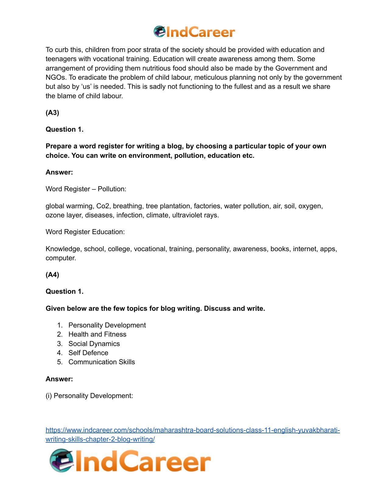 Maharashtra Board Solutions Class 11-English Yuvakbharati (Writing Skills): Chapter 2- Blog Writing - Page 7
