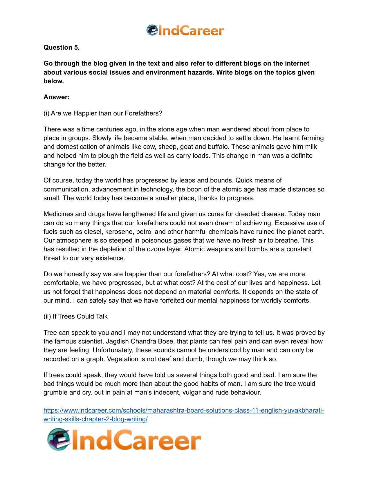 Maharashtra Board Solutions Class 11-English Yuvakbharati (Writing Skills): Chapter 2- Blog Writing - Page 12
