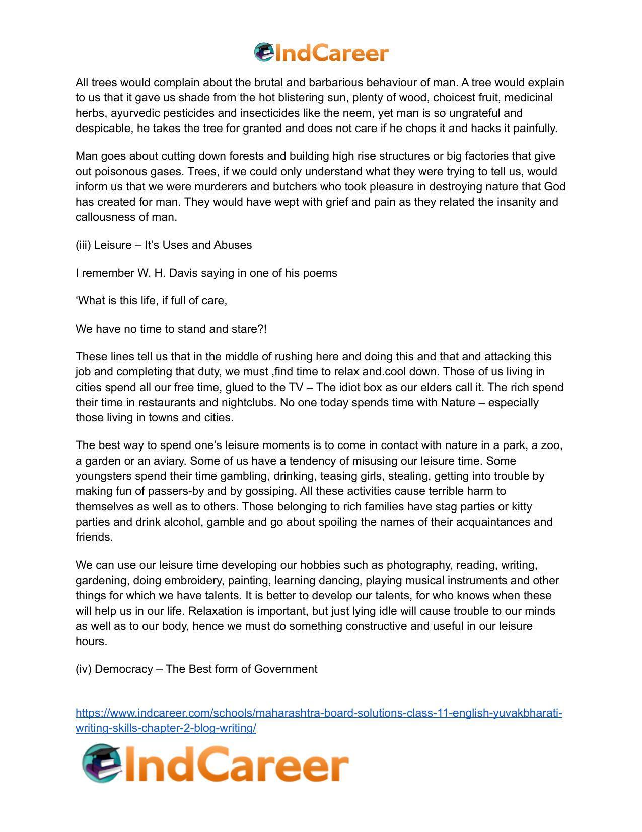 Maharashtra Board Solutions Class 11-English Yuvakbharati (Writing Skills): Chapter 2- Blog Writing - Page 13