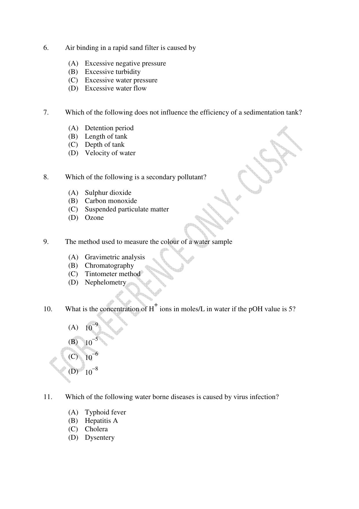 CUSAT CAT 2022 ENGINEERING SCIENCE Question Paper - Page 2