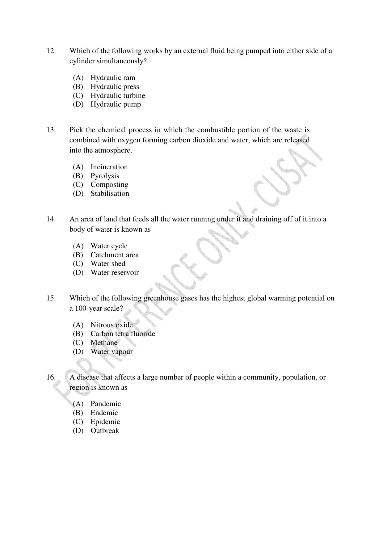 CUSAT CAT 2022 ENGINEERING SCIENCE Question Paper - Page 3