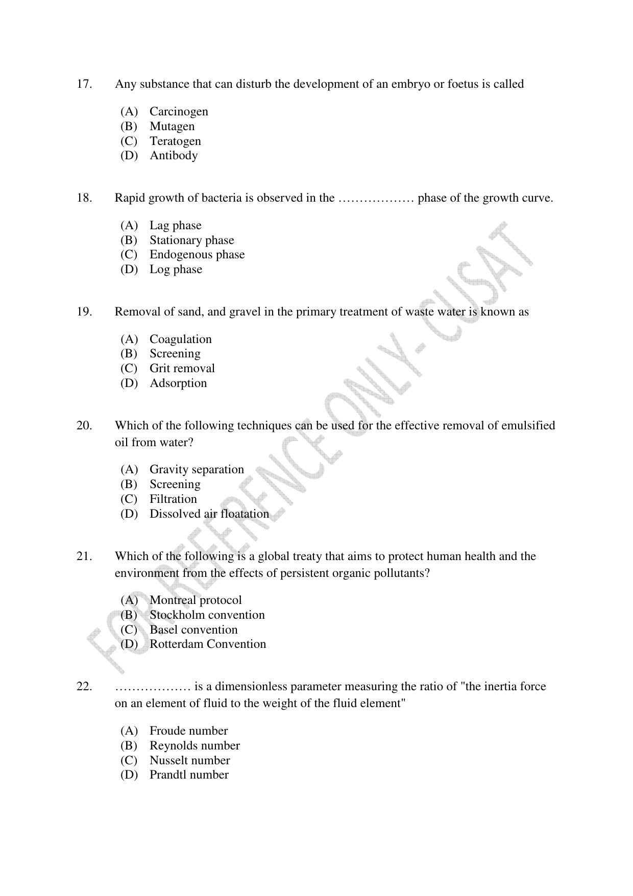 CUSAT CAT 2022 ENGINEERING SCIENCE Question Paper - Page 4