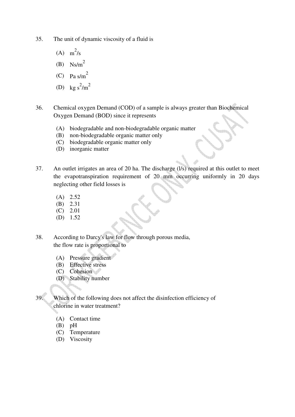 CUSAT CAT 2022 ENGINEERING SCIENCE Question Paper - Page 7