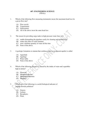 CUSAT CAT 2022 ENGINEERING SCIENCE Question Paper
