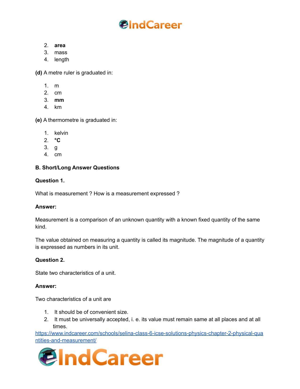 Selina Class 6 ICSE Solutions Physics : Chapter 2- Physical Quantities and Measurement - Page 5