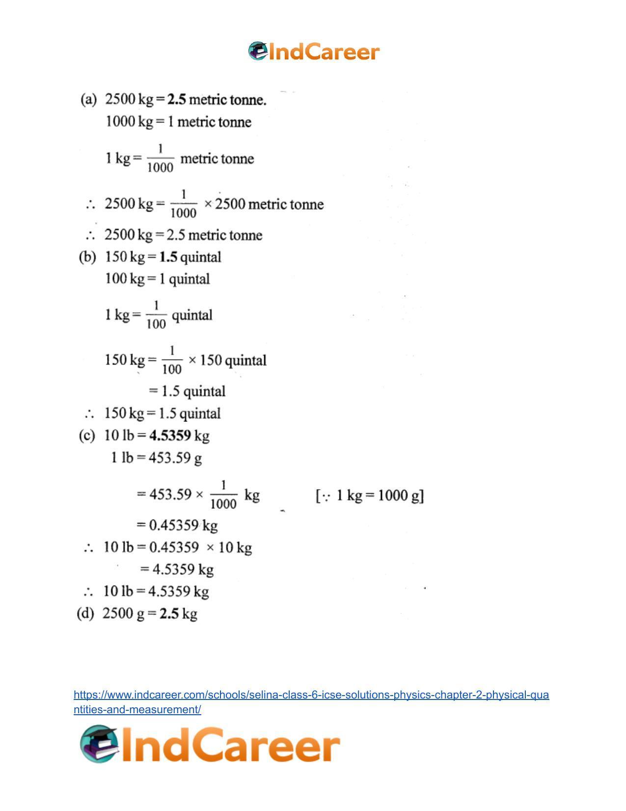 Selina Class 6 ICSE Solutions Physics : Chapter 2- Physical Quantities and Measurement - Page 12
