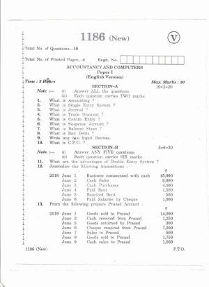 AP Inter 1st Year Accountancy Computers-I March-2020-VocationalQuestion Paper