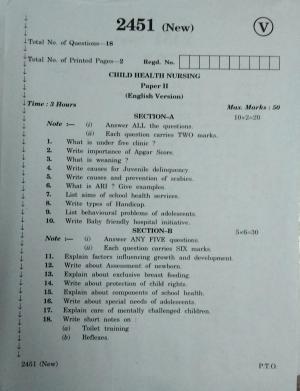 AP Inter 2nd Year Vocational Question Paper March - 2020 - Child Health Nursing - II (new)