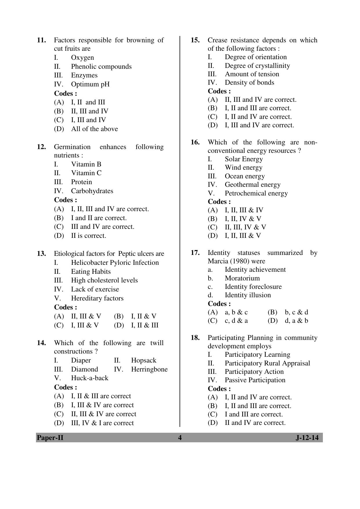 MCAER CET Ph.D. Model Papers PDF for Home Science - Page 4