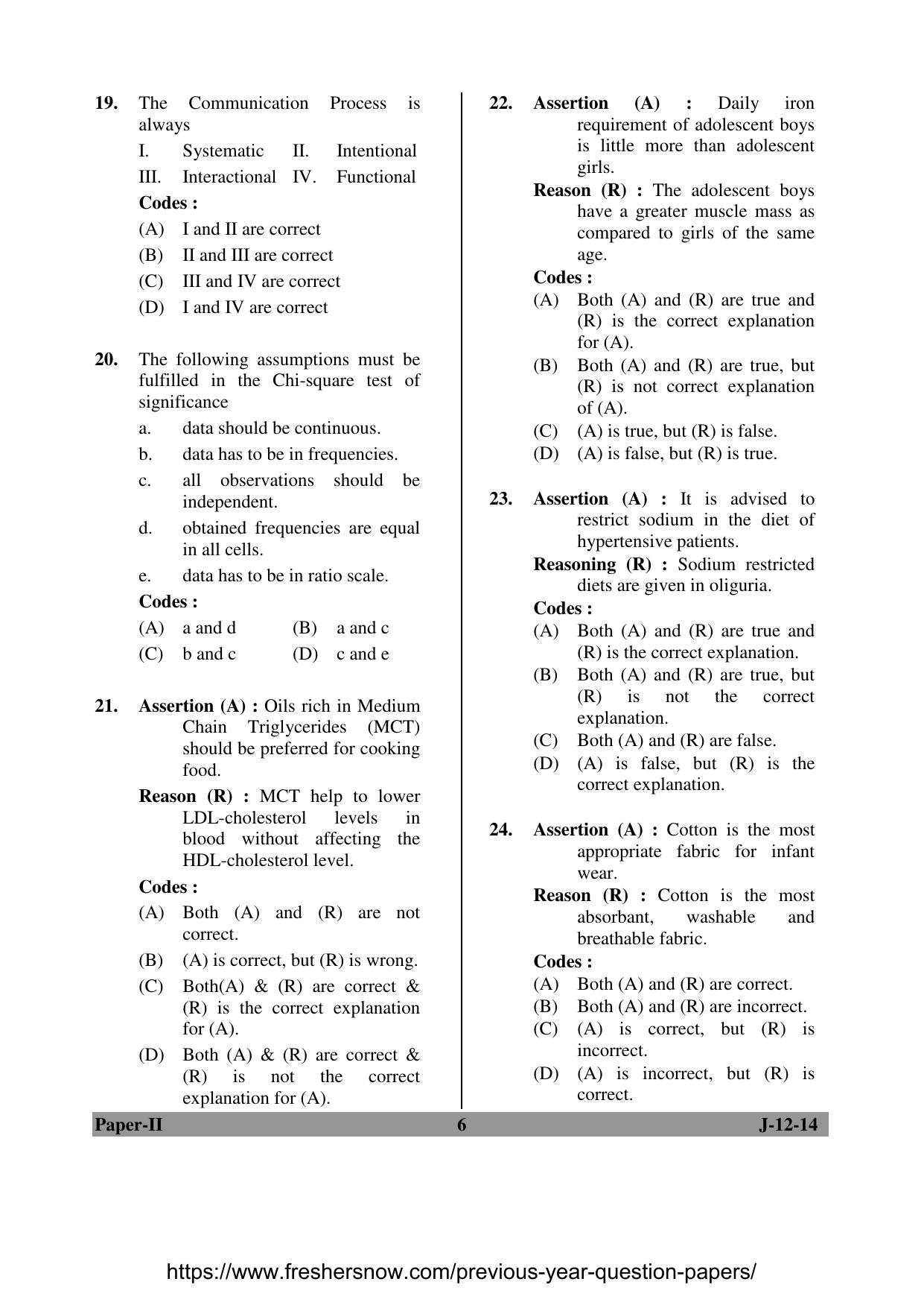 MCAER CET Ph.D. Model Papers PDF for Home Science - Page 6