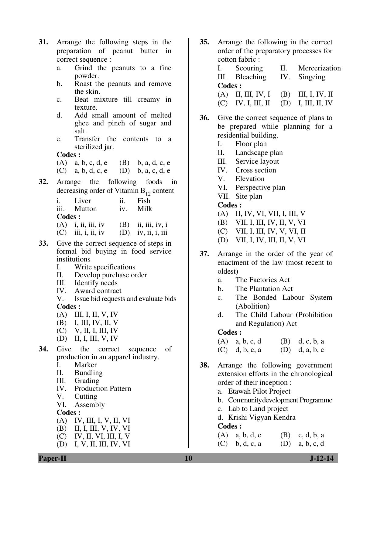 MCAER CET Ph.D. Model Papers PDF for Home Science - Page 10