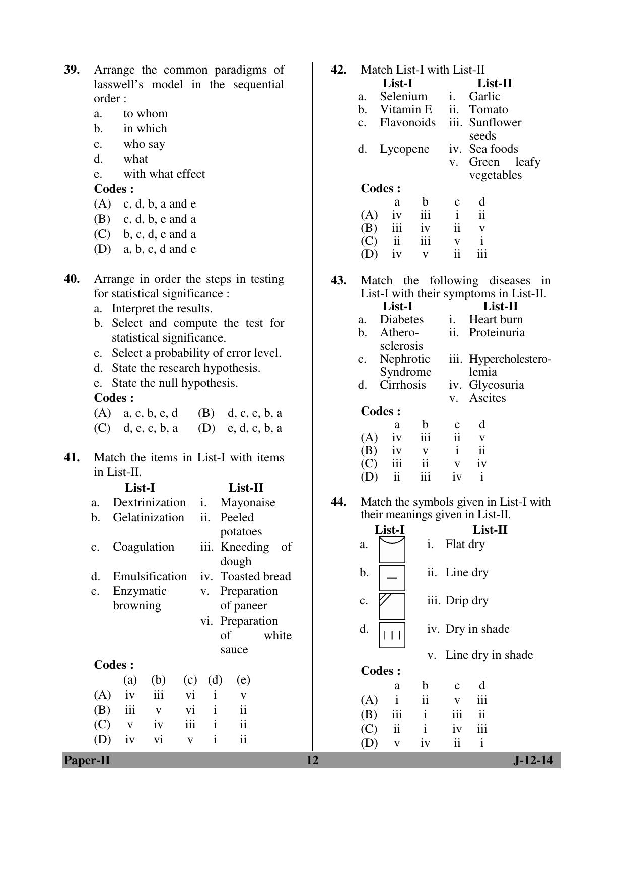 MCAER CET Ph.D. Model Papers PDF for Home Science - Page 12