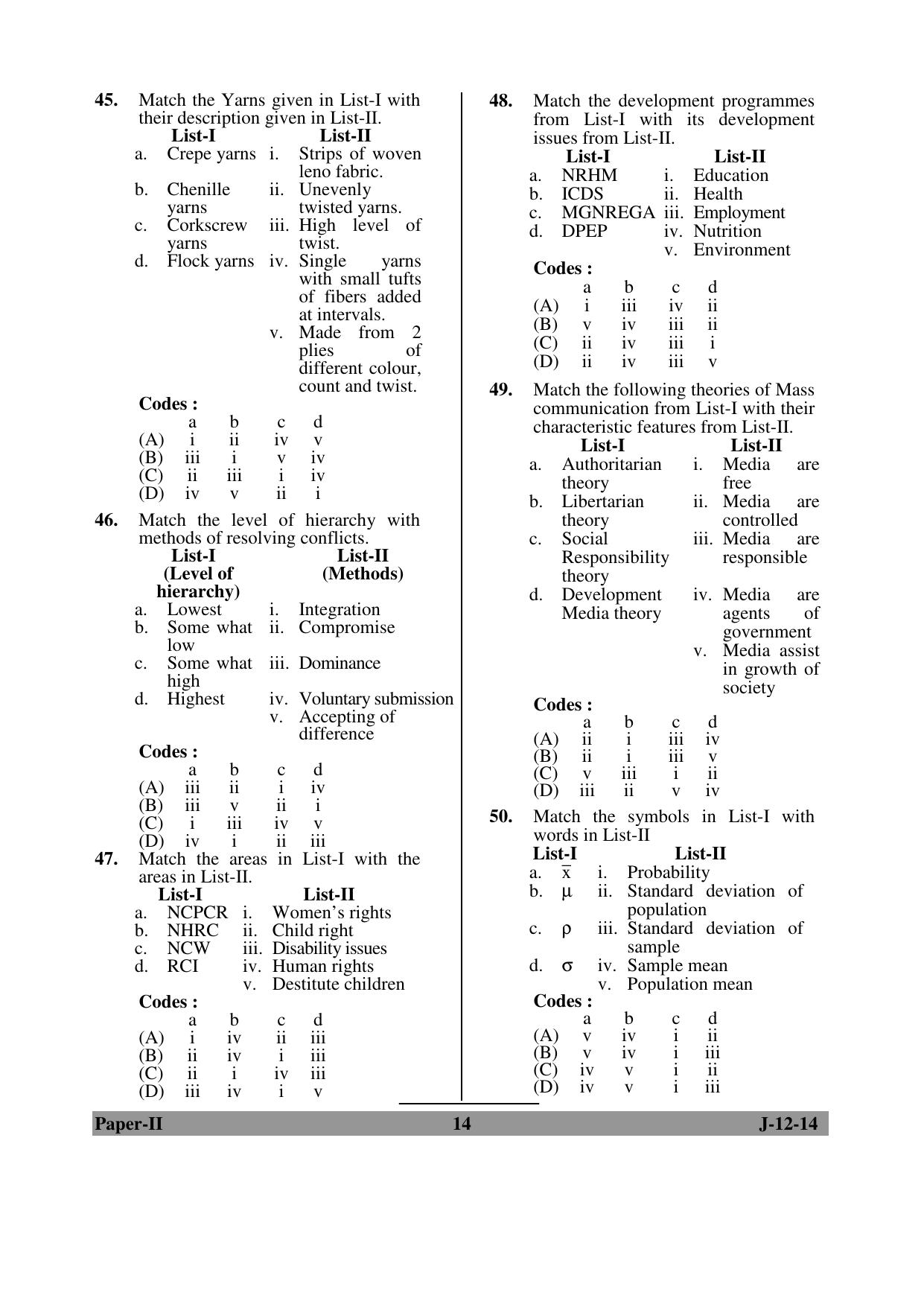 MCAER CET Ph.D. Model Papers PDF for Home Science - Page 14