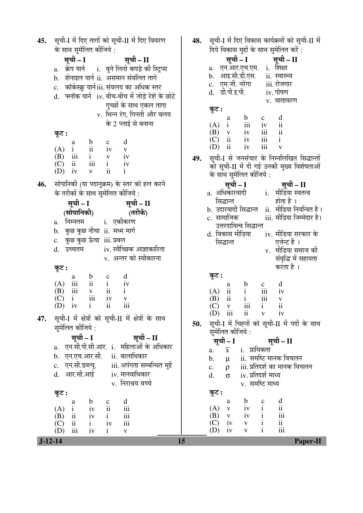 MCAER CET Ph.D. Model Papers PDF for Home Science - Page 15