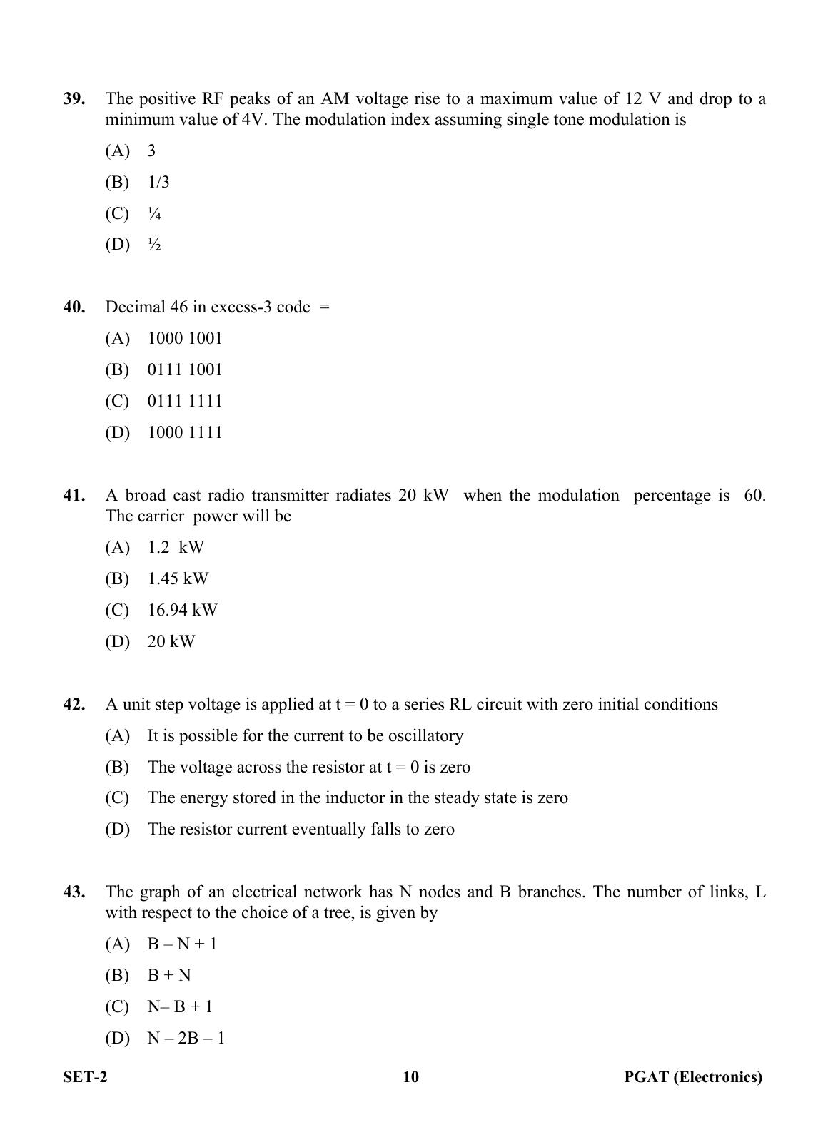 OJEE PGAT 2013 Electronics Set 2 Question Paper - Page 9