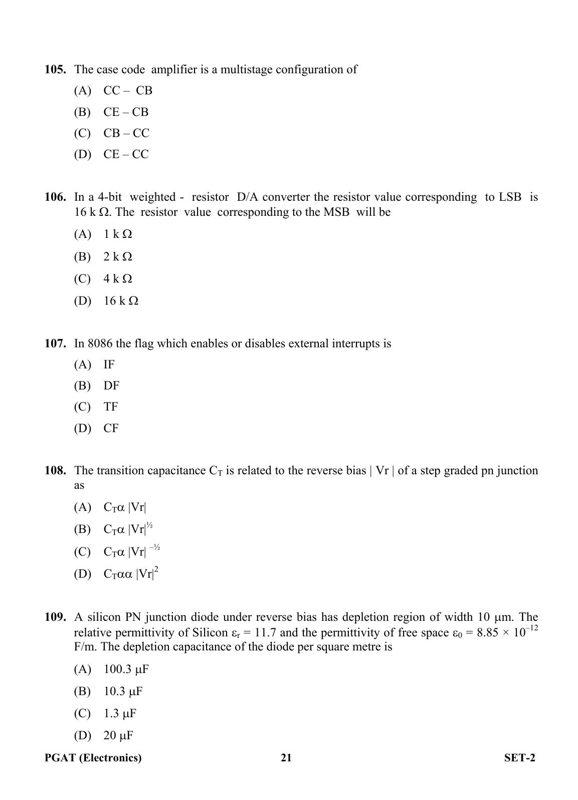 OJEE PGAT 2013 Electronics Set 2 Question Paper - Page 20