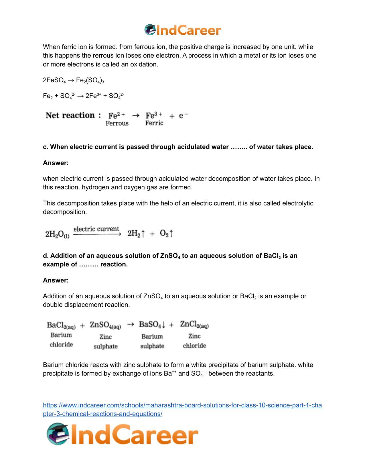 Maharashtra Board Solutions for Class 10- Science (Part 1): Chapter 3- Chemical Reactions and Equations - Page 3