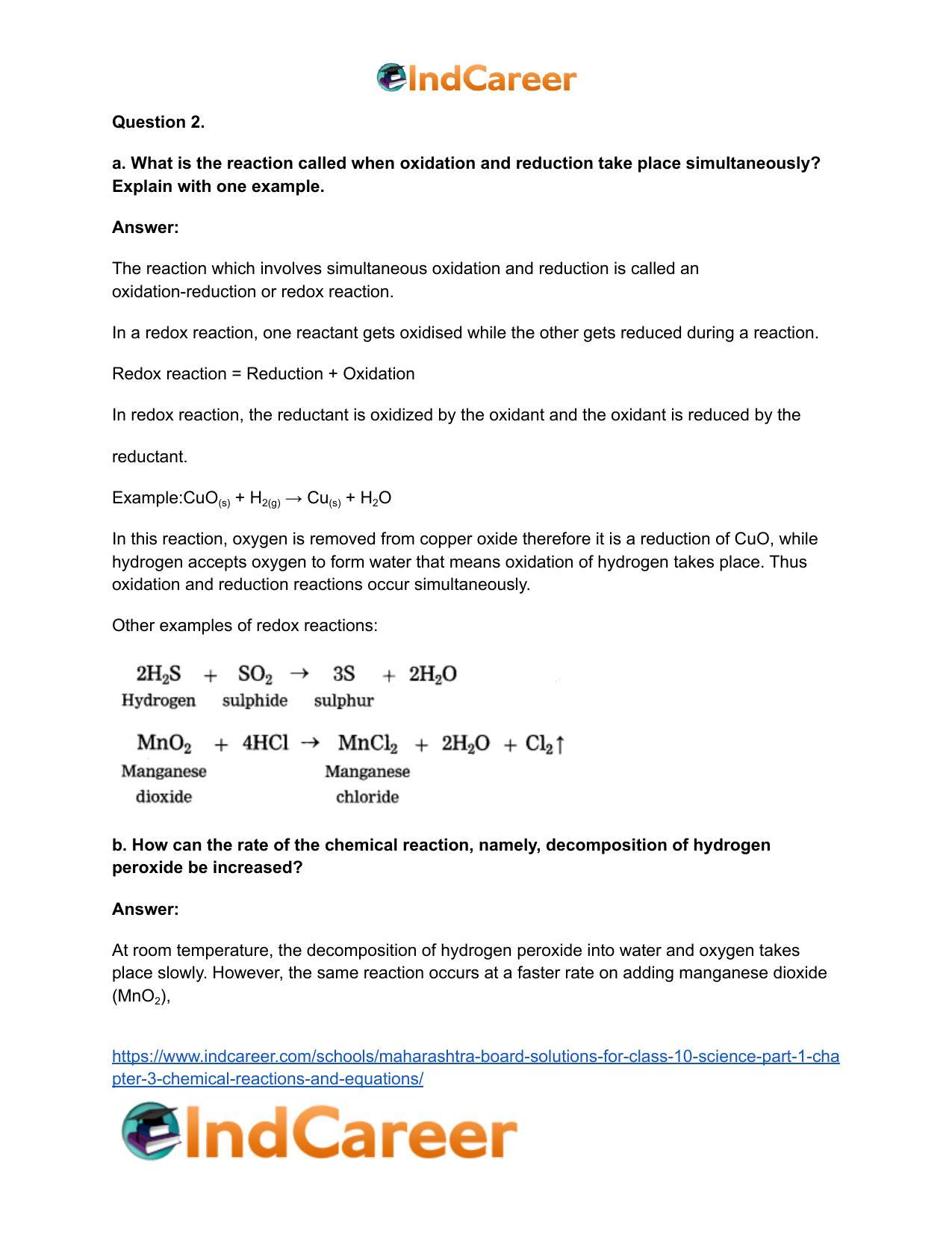 Maharashtra Board Solutions for Class 10- Science (Part 1): Chapter 3- Chemical Reactions and Equations - Page 4