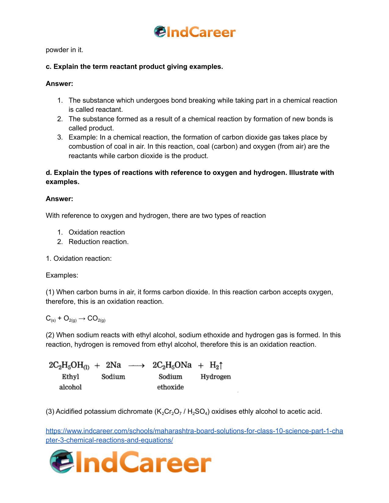 Maharashtra Board Solutions for Class 10- Science (Part 1): Chapter 3- Chemical Reactions and Equations - Page 5