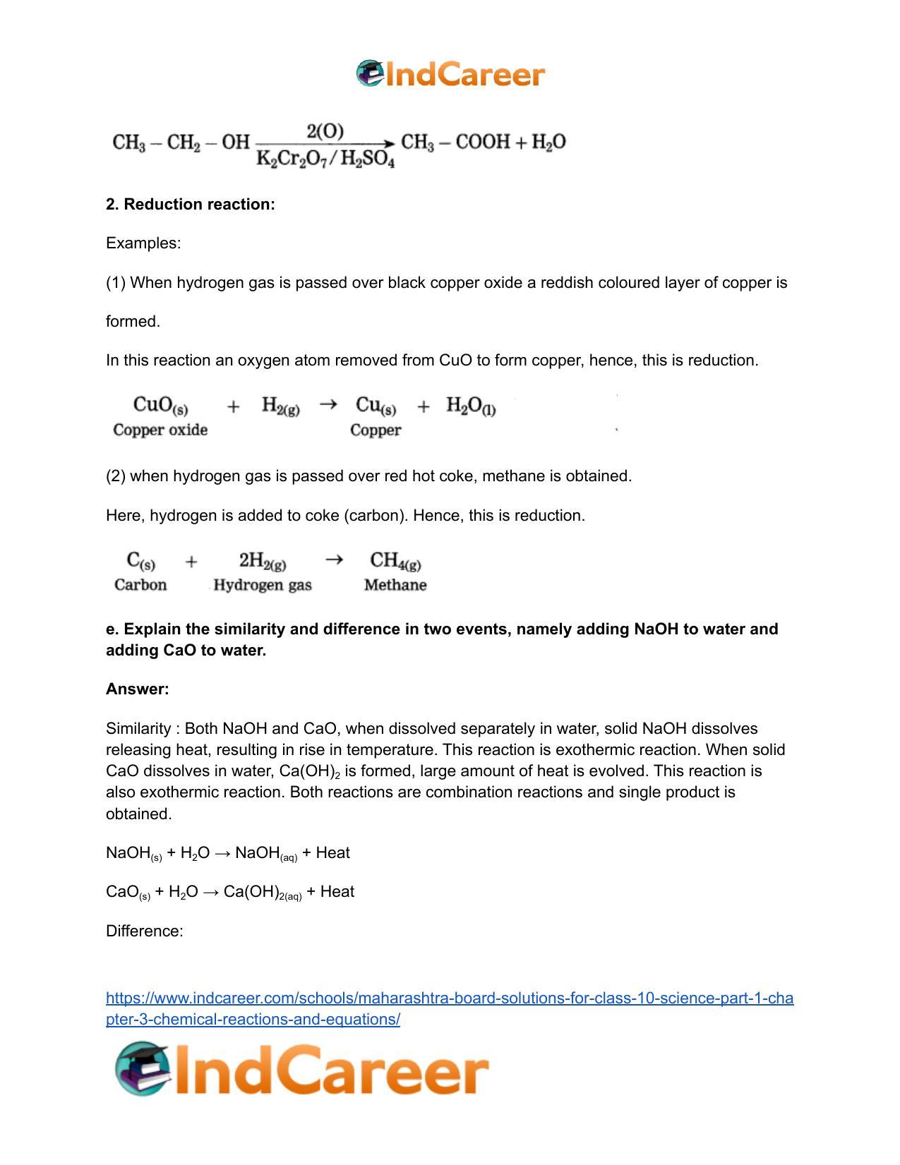 Maharashtra Board Solutions for Class 10- Science (Part 1): Chapter 3- Chemical Reactions and Equations - Page 6