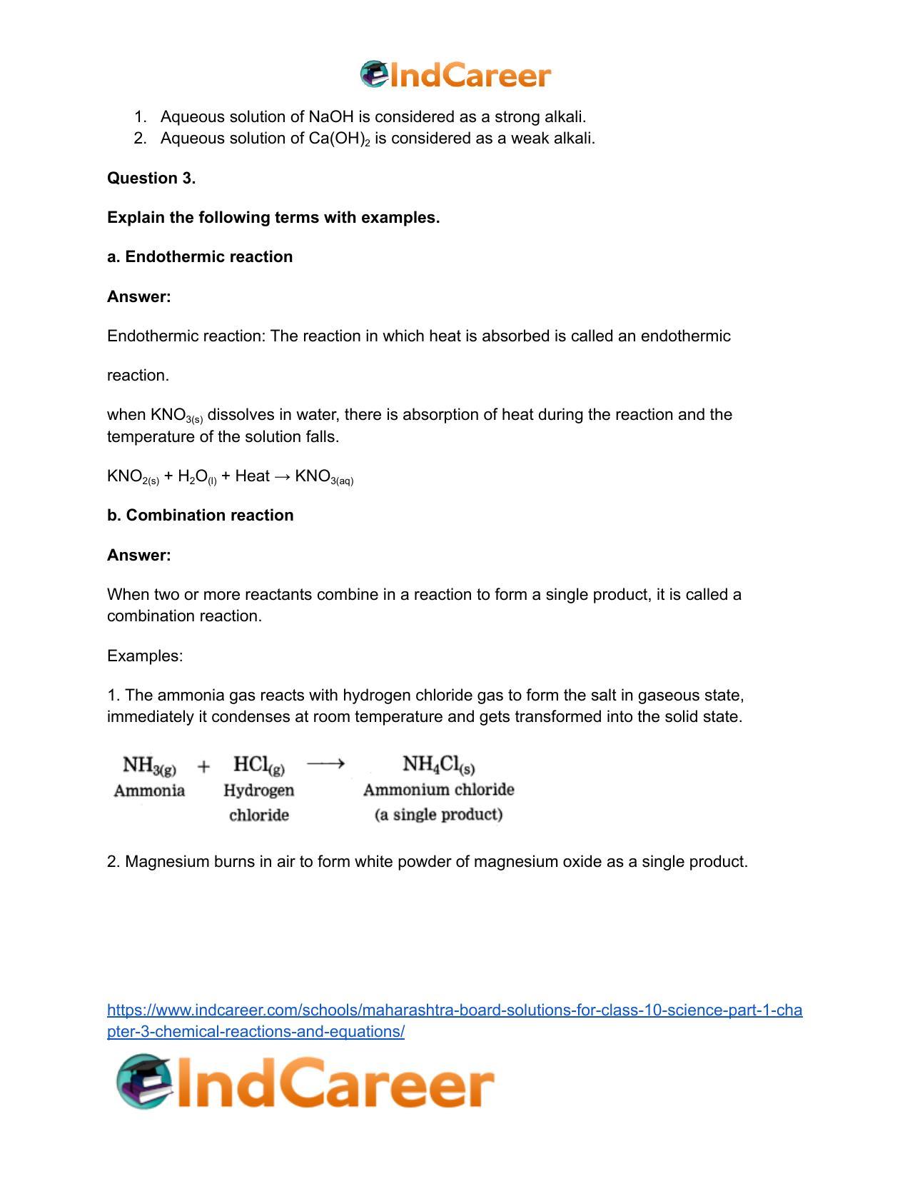 Maharashtra Board Solutions for Class 10- Science (Part 1): Chapter 3- Chemical Reactions and Equations - Page 7