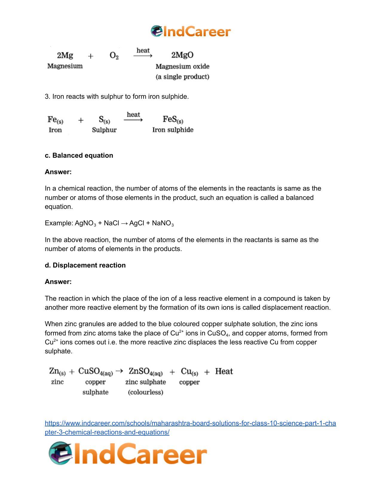 Maharashtra Board Solutions for Class 10- Science (Part 1): Chapter 3- Chemical Reactions and Equations - Page 8