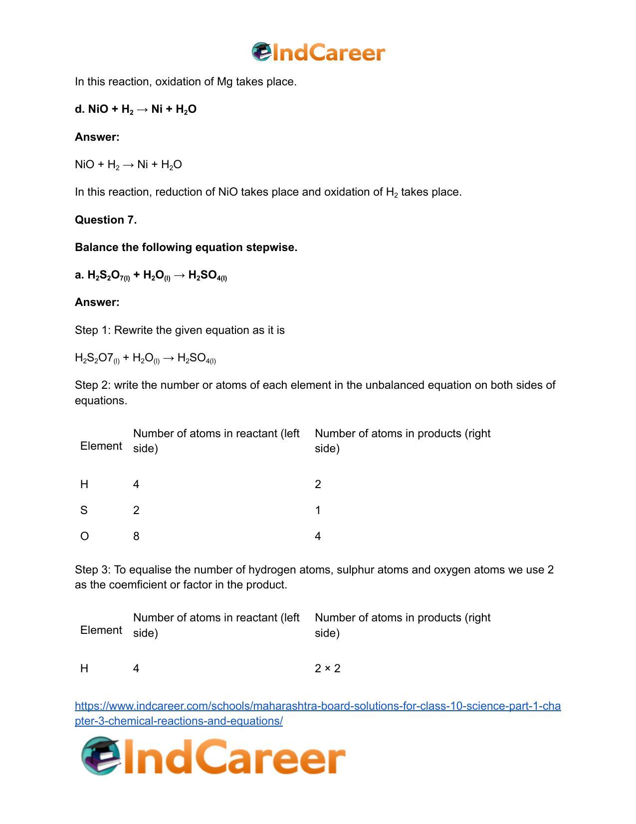 Maharashtra Board Solutions for Class 10- Science (Part 1): Chapter 3- Chemical Reactions and Equations - Page 12