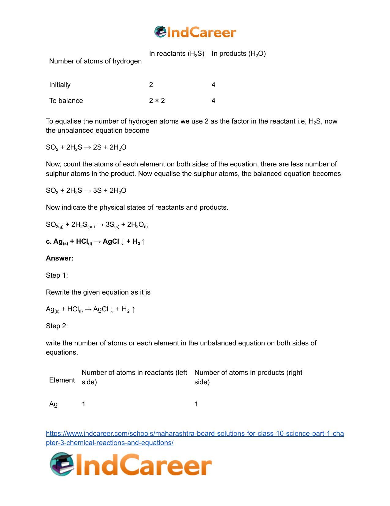 Maharashtra Board Solutions for Class 10- Science (Part 1): Chapter 3- Chemical Reactions and Equations - Page 15