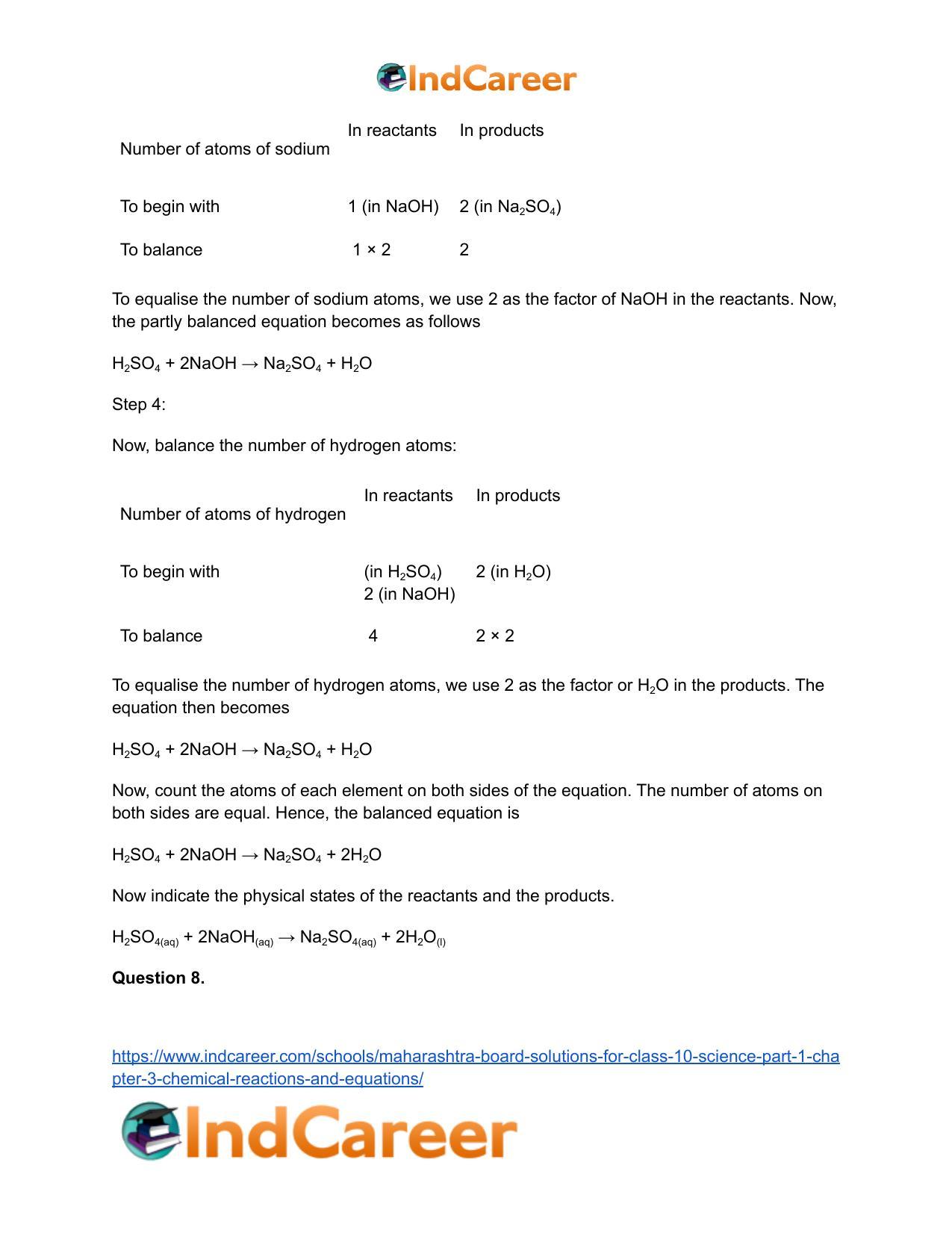 Maharashtra Board Solutions for Class 10- Science (Part 1): Chapter 3- Chemical Reactions and Equations - Page 18