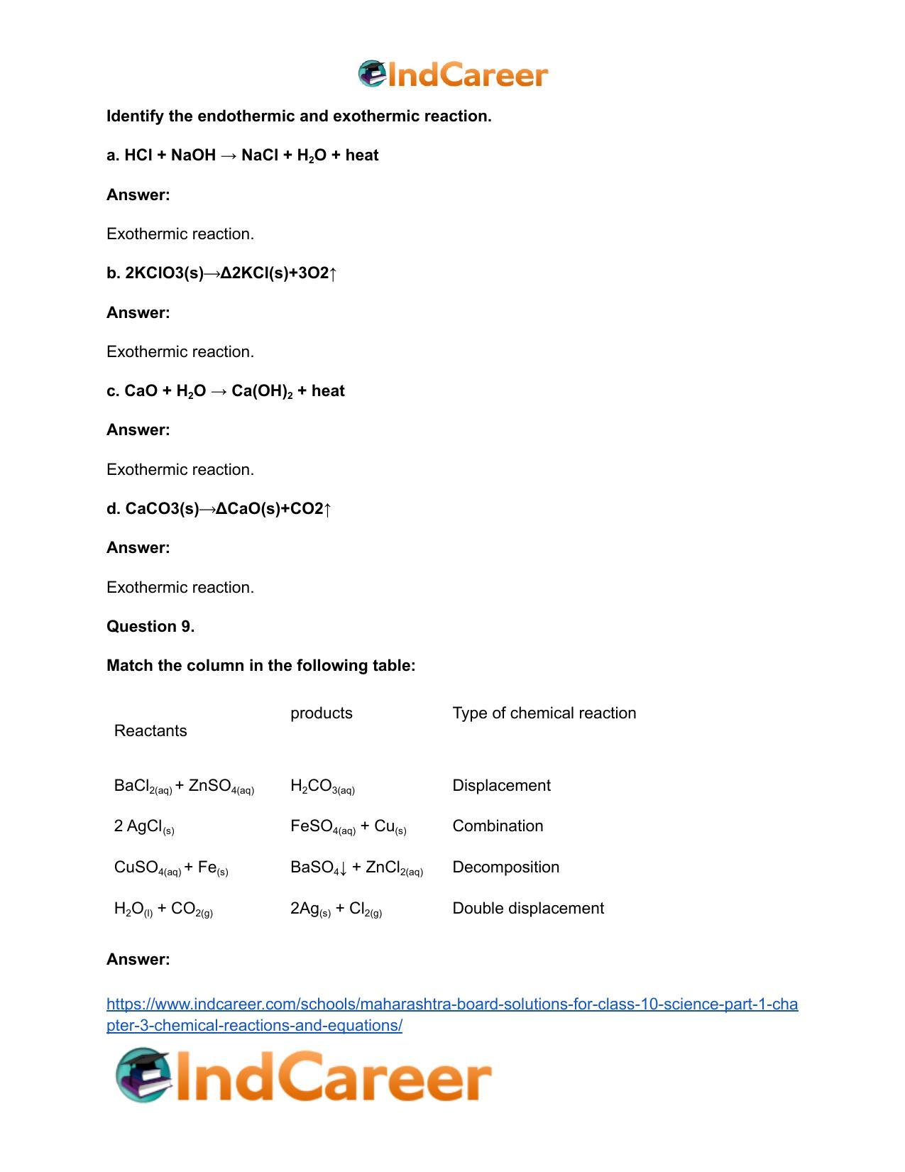 Maharashtra Board Solutions for Class 10- Science (Part 1): Chapter 3- Chemical Reactions and Equations - Page 19