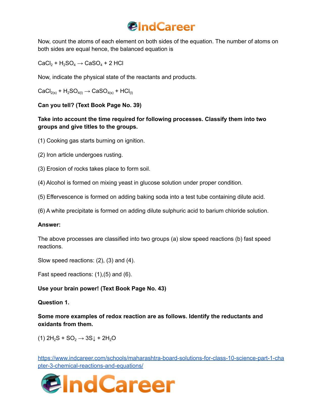 Maharashtra Board Solutions for Class 10- Science (Part 1): Chapter 3- Chemical Reactions and Equations - Page 26