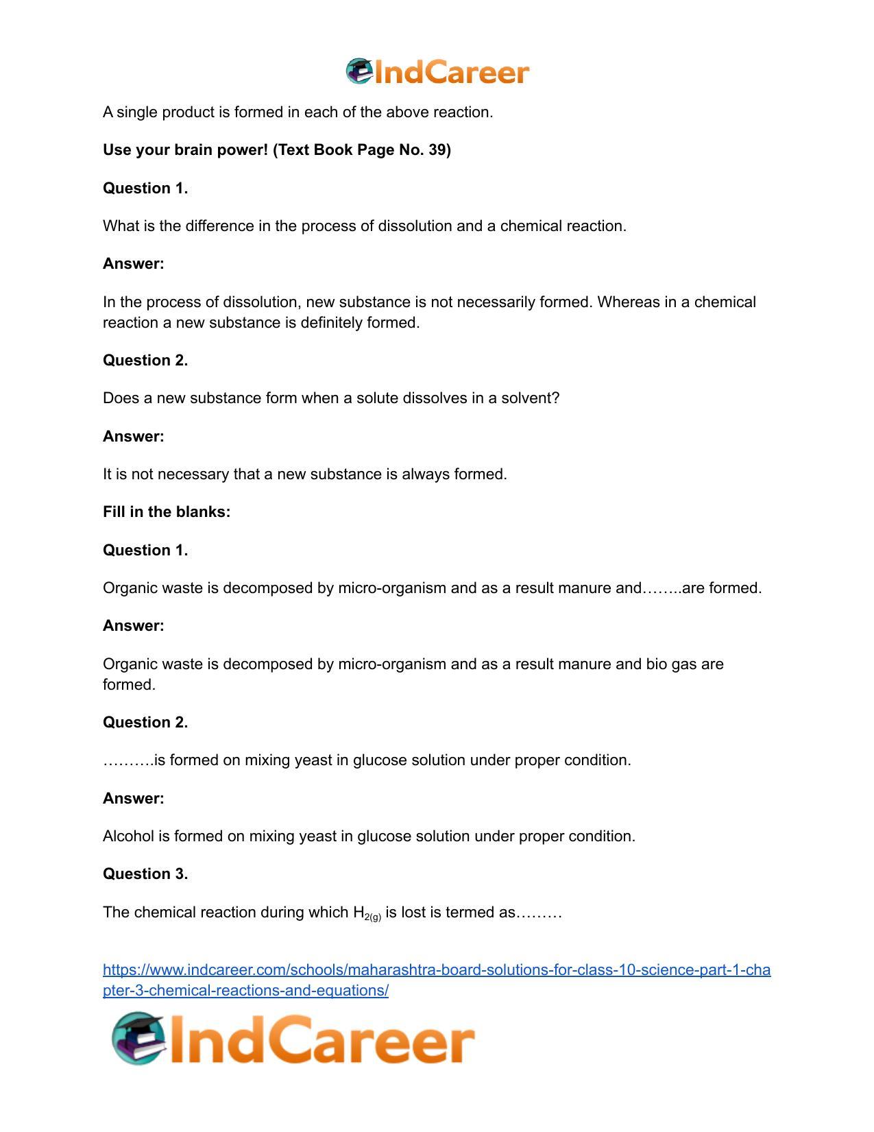 Maharashtra Board Solutions for Class 10- Science (Part 1): Chapter 3- Chemical Reactions and Equations - Page 28