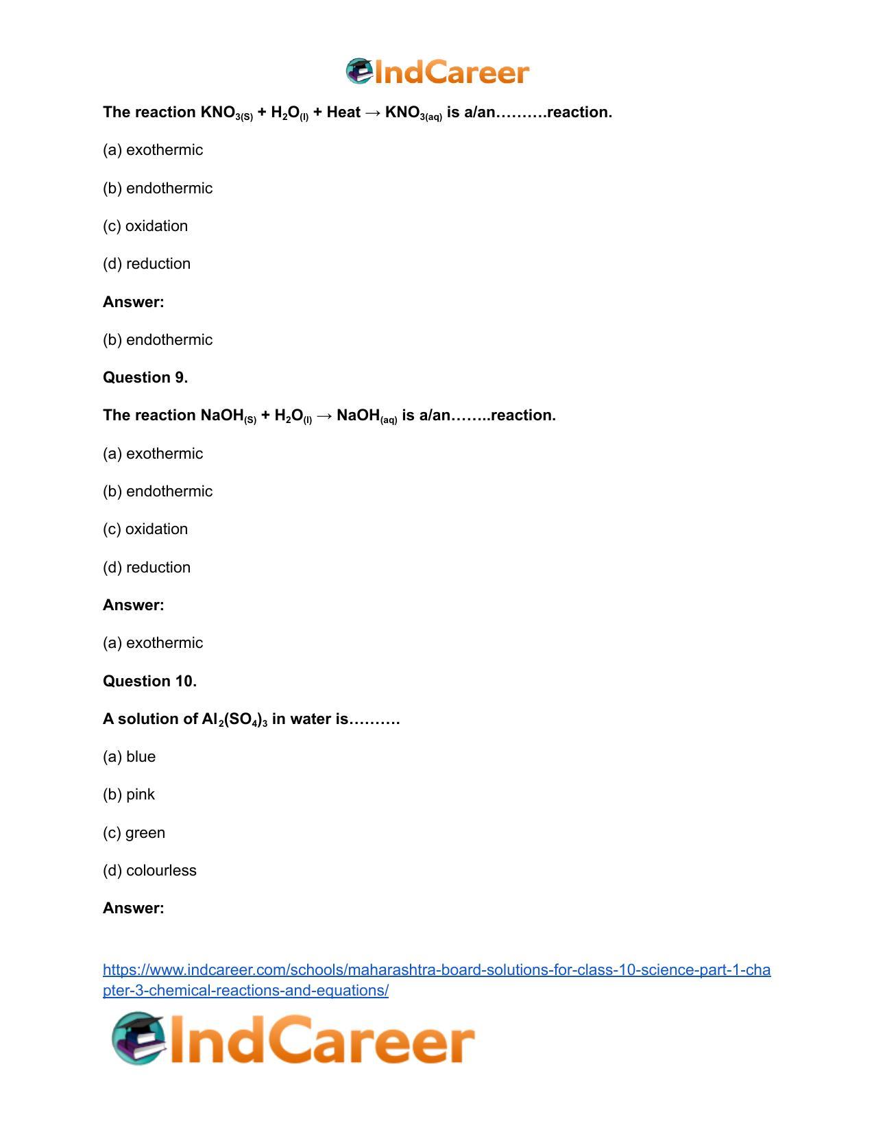 Maharashtra Board Solutions for Class 10- Science (Part 1): Chapter 3- Chemical Reactions and Equations - Page 34