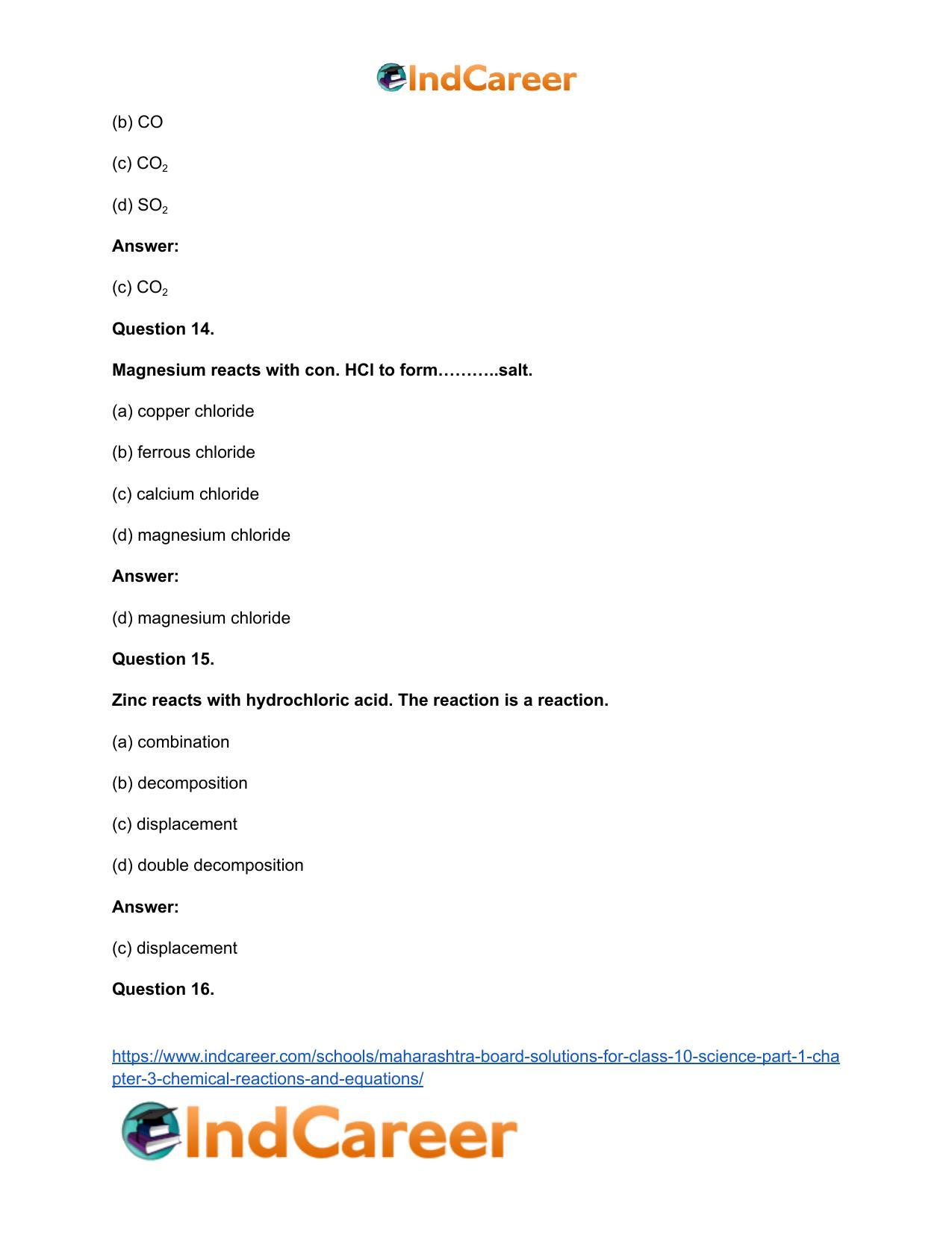 Maharashtra Board Solutions for Class 10- Science (Part 1): Chapter 3- Chemical Reactions and Equations - Page 36