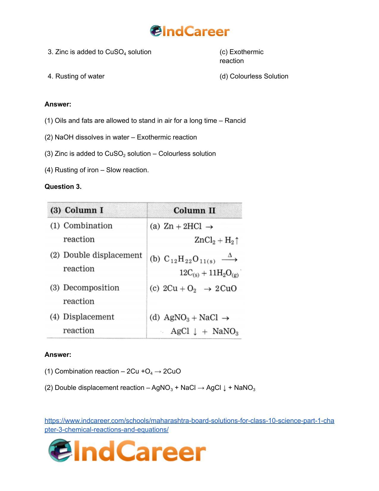 Maharashtra Board Solutions for Class 10- Science (Part 1): Chapter 3- Chemical Reactions and Equations - Page 44