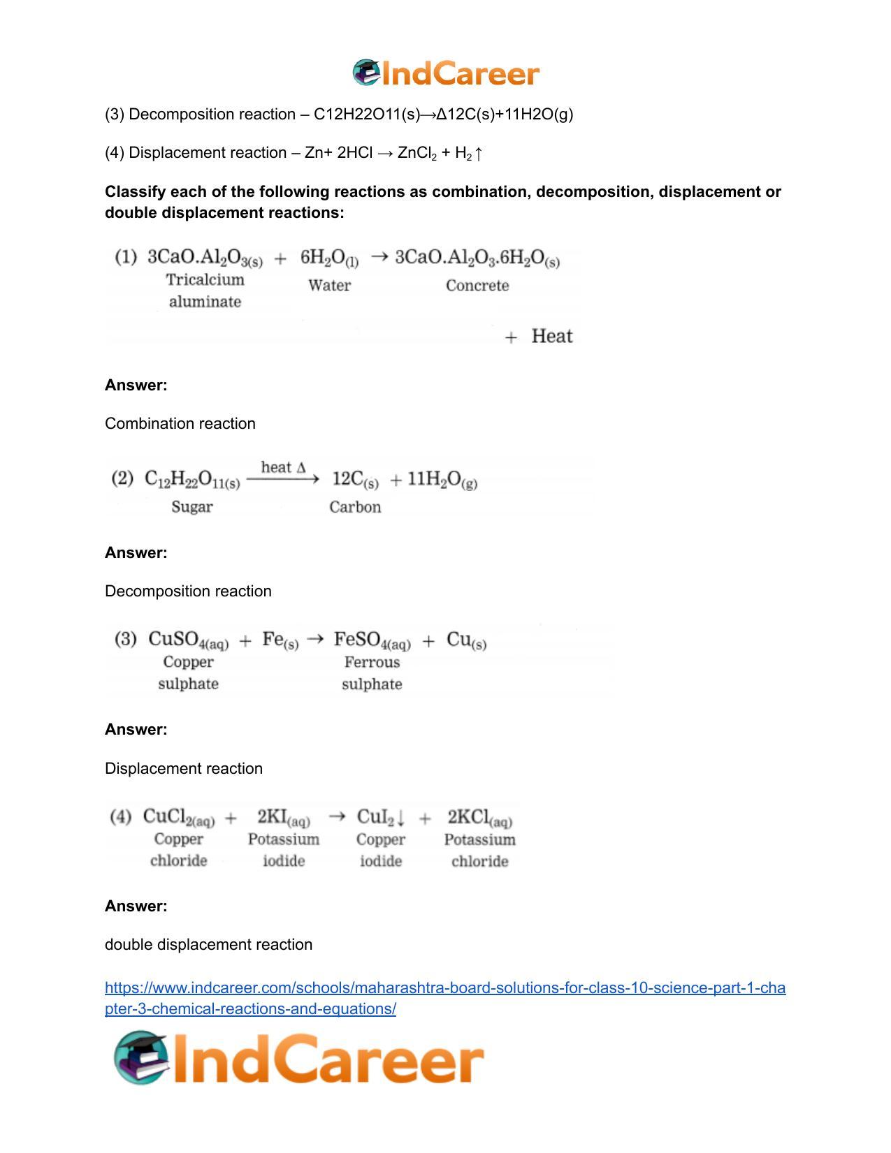 Maharashtra Board Solutions for Class 10- Science (Part 1): Chapter 3- Chemical Reactions and Equations - Page 45