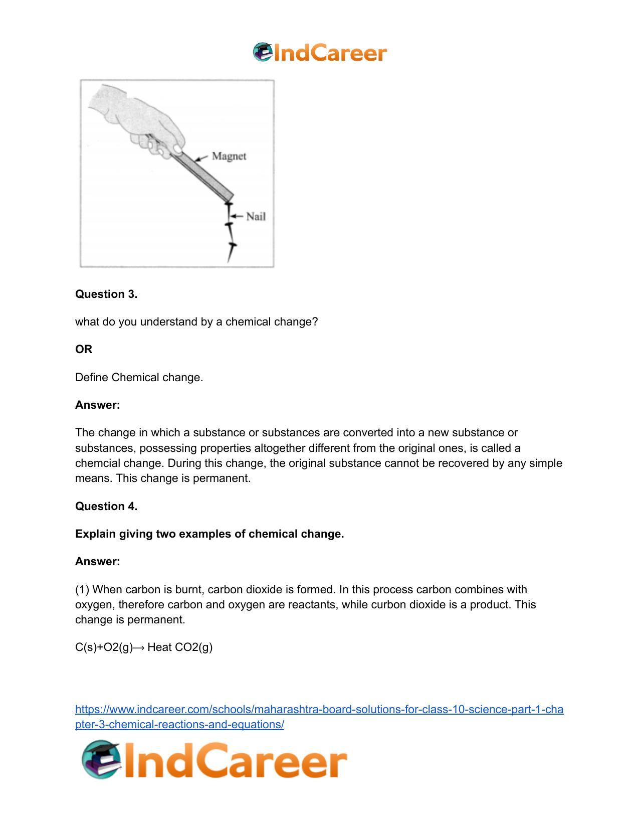 Maharashtra Board Solutions for Class 10- Science (Part 1): Chapter 3- Chemical Reactions and Equations - Page 51