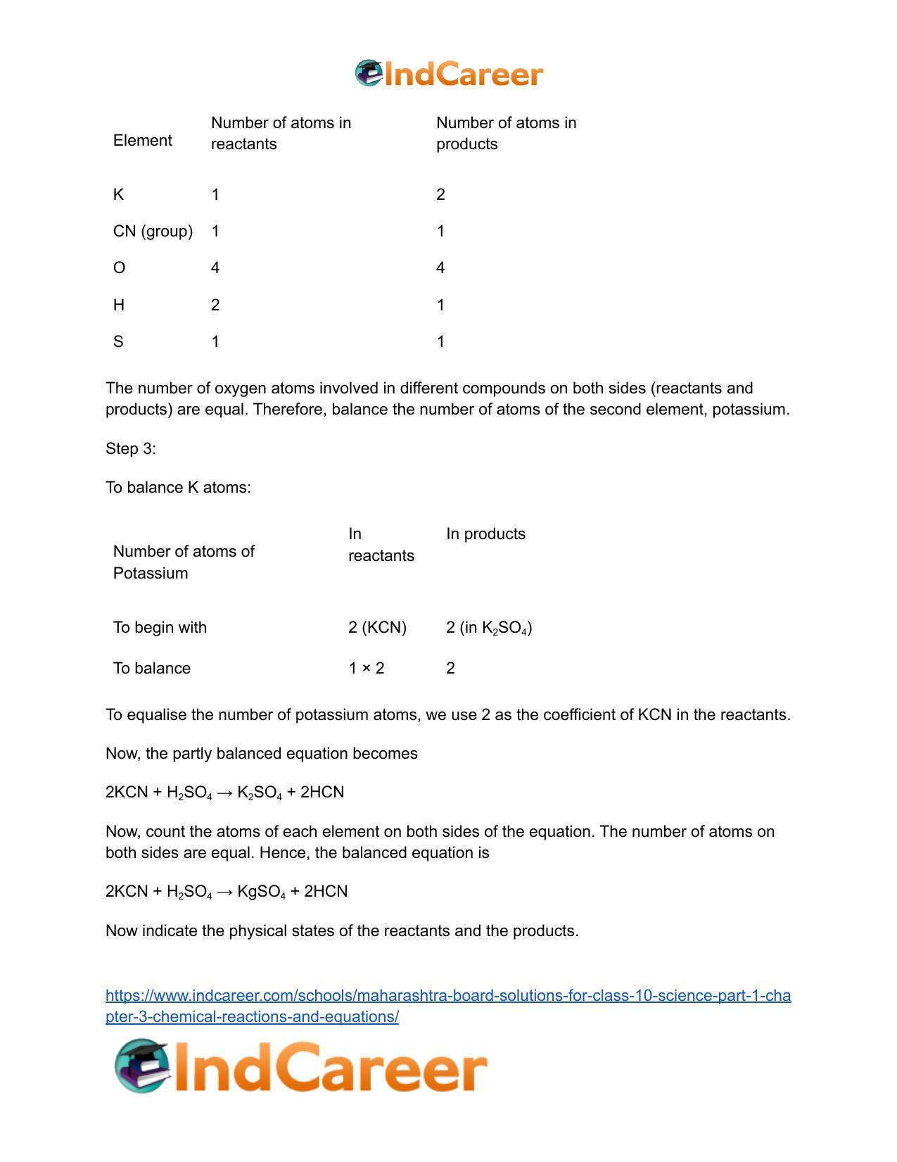 Maharashtra Board Solutions for Class 10- Science (Part 1): Chapter 3- Chemical Reactions and Equations - Page 56