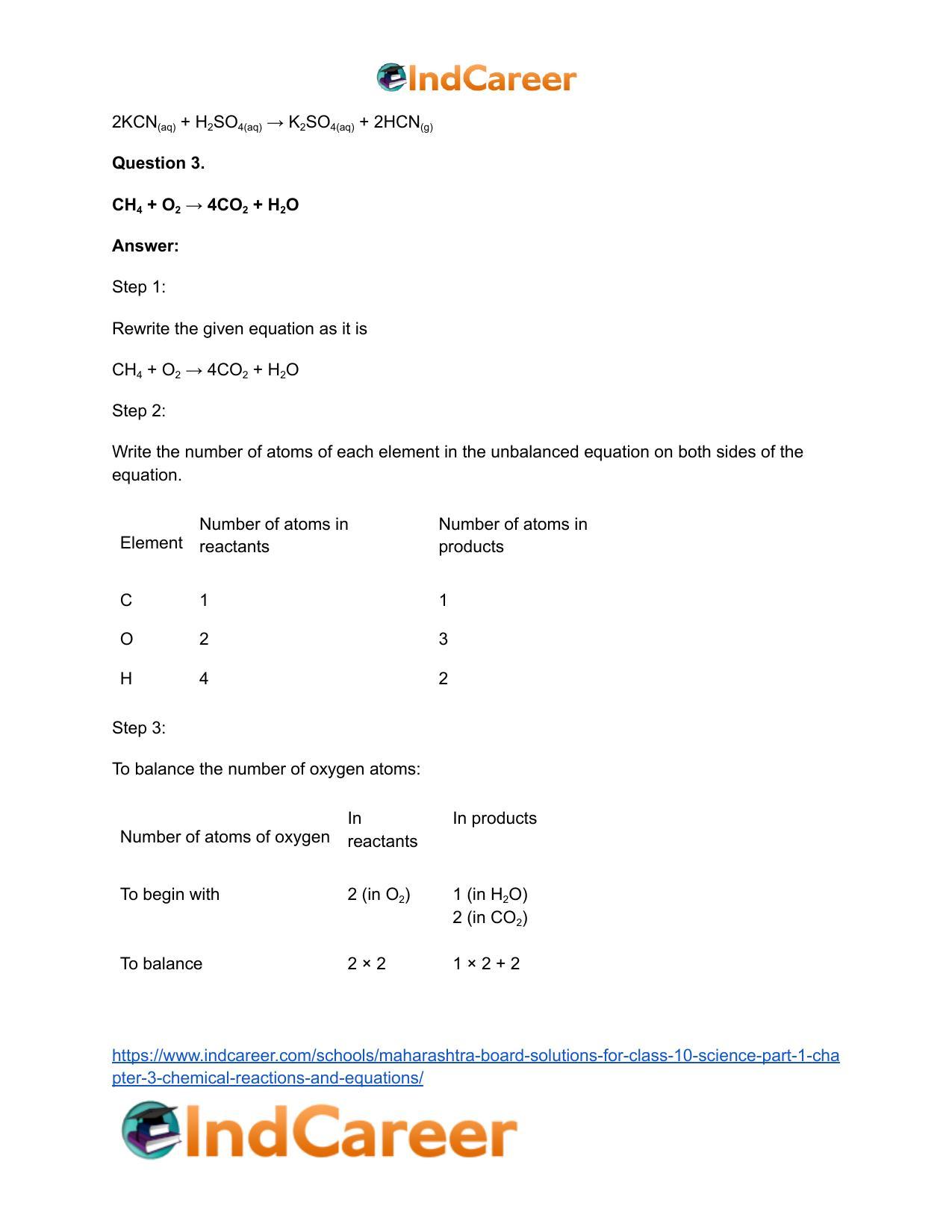 Maharashtra Board Solutions for Class 10- Science (Part 1): Chapter 3- Chemical Reactions and Equations - Page 57