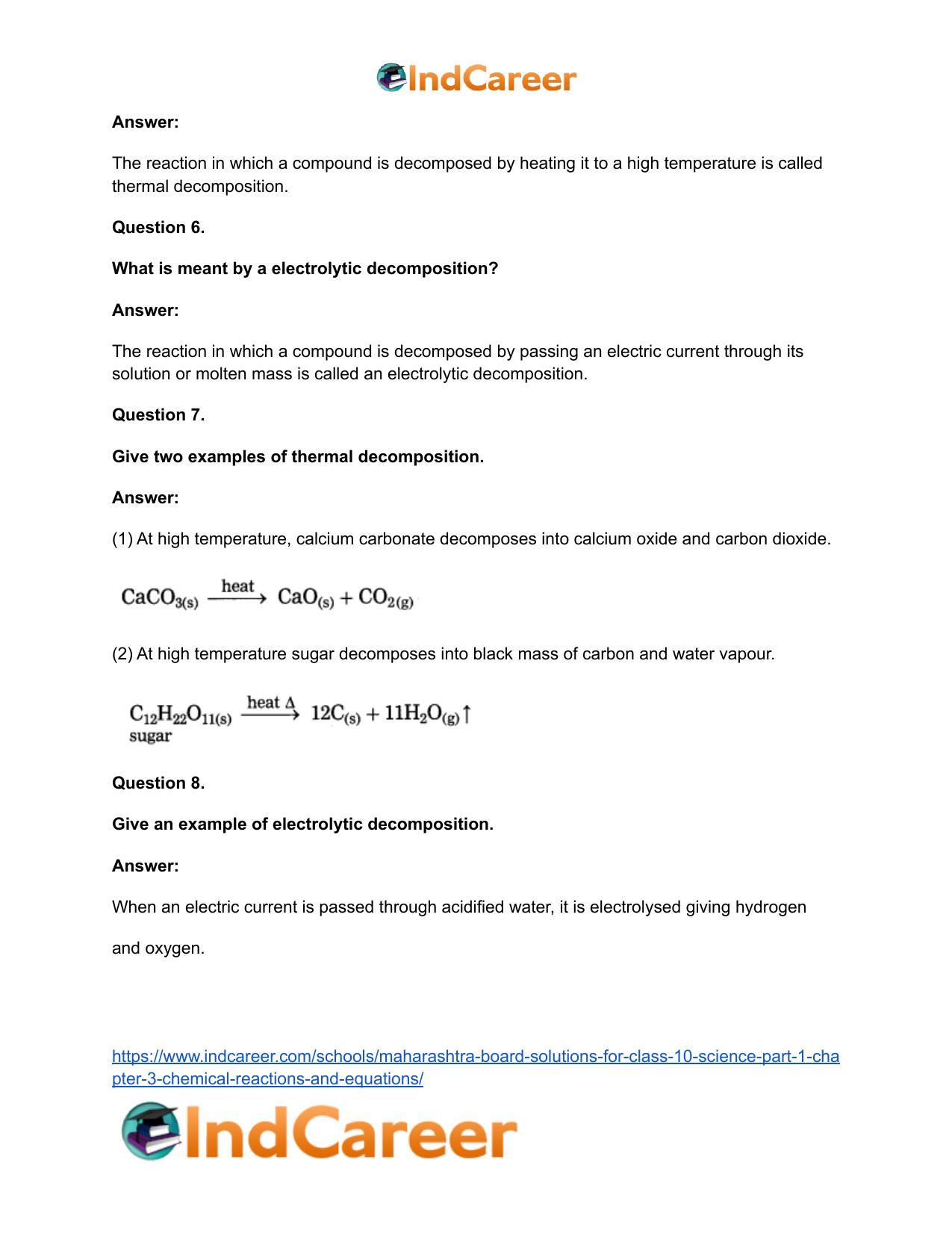 Maharashtra Board Solutions for Class 10- Science (Part 1): Chapter 3- Chemical Reactions and Equations - Page 60