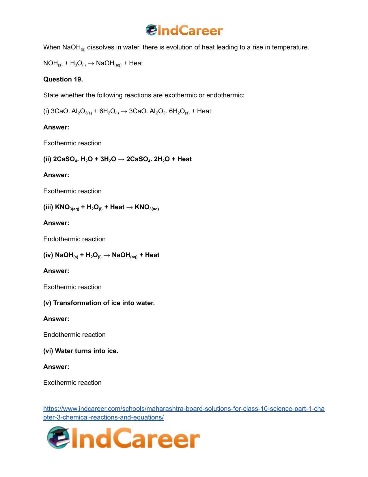 Maharashtra Board Solutions for Class 10- Science (Part 1): Chapter 3- Chemical Reactions and Equations - Page 65