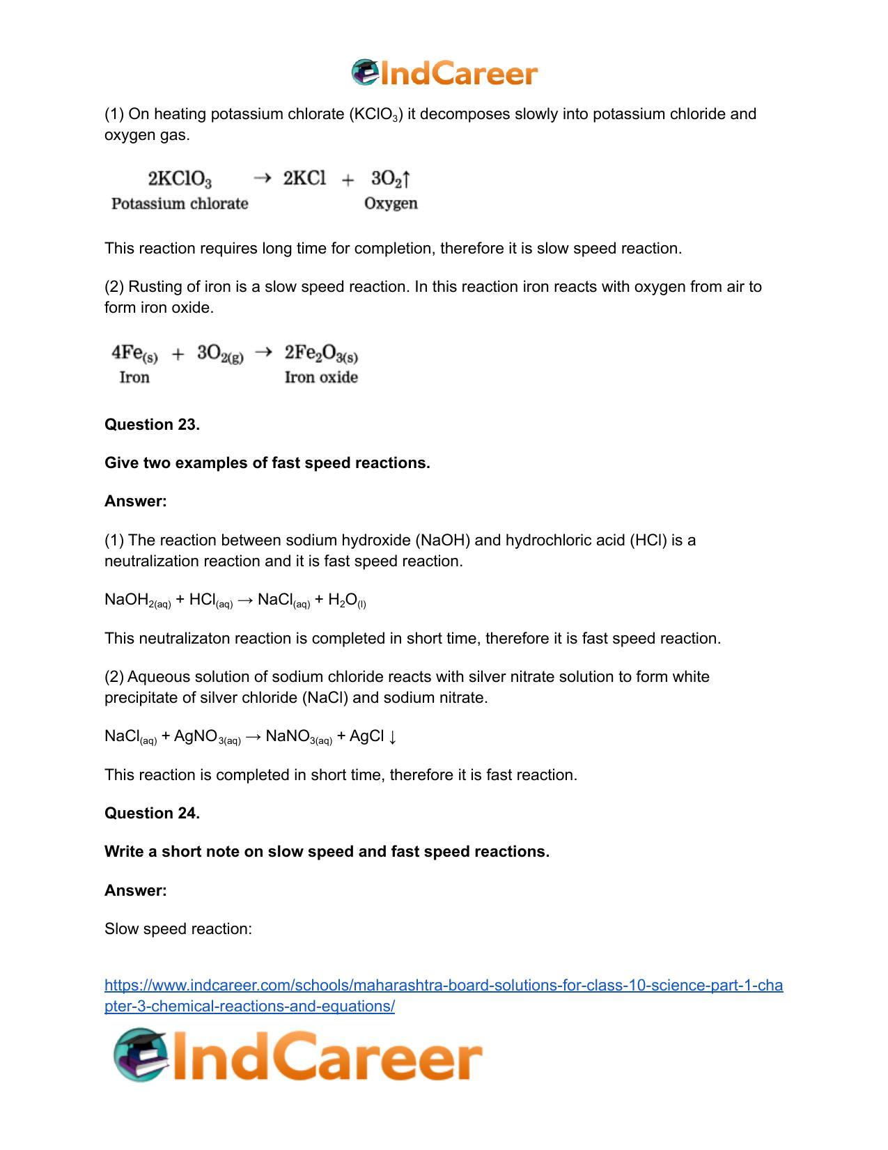 Maharashtra Board Solutions for Class 10- Science (Part 1): Chapter 3- Chemical Reactions and Equations - Page 67