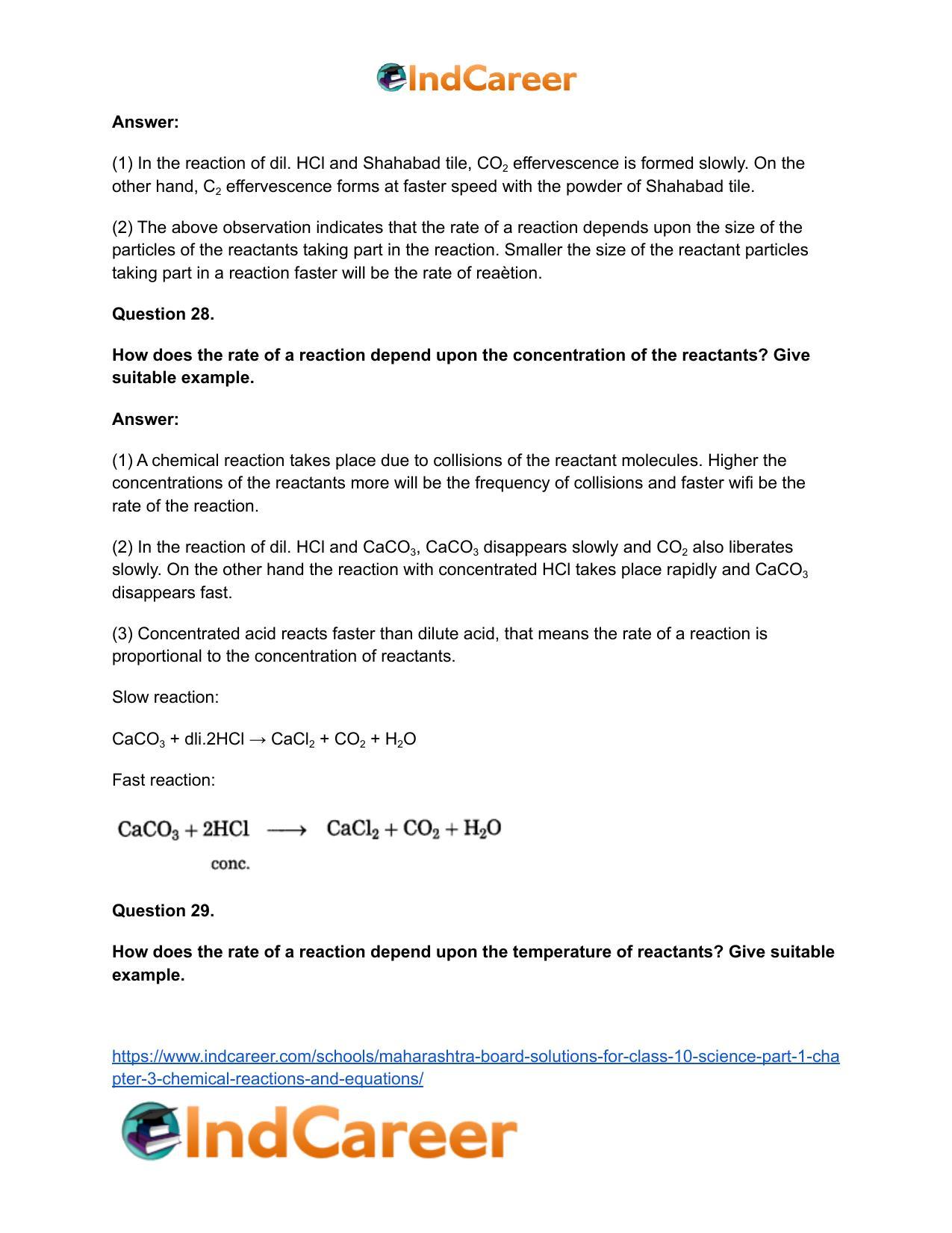 Maharashtra Board Solutions for Class 10- Science (Part 1): Chapter 3- Chemical Reactions and Equations - Page 70