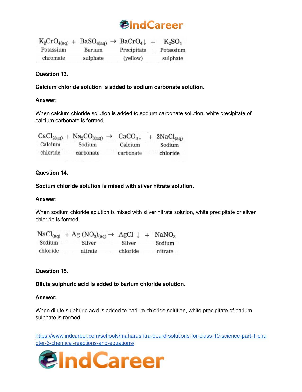 Maharashtra Board Solutions for Class 10- Science (Part 1): Chapter 3- Chemical Reactions and Equations - Page 87