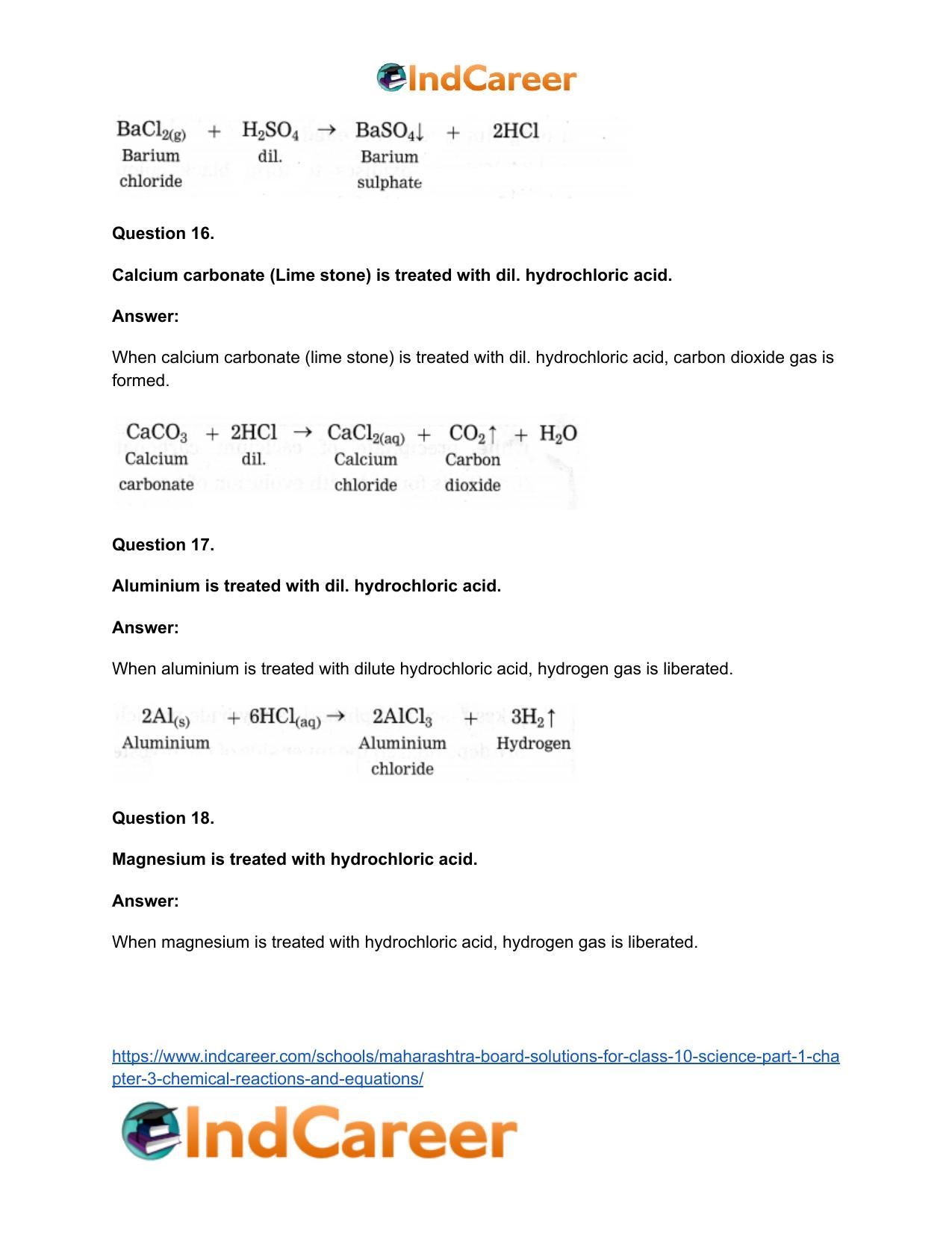 Maharashtra Board Solutions for Class 10- Science (Part 1): Chapter 3- Chemical Reactions and Equations - Page 88