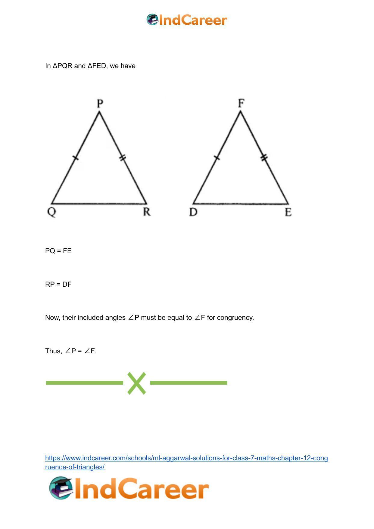 ML Aggarwal Solutions for Class 7 Maths Chapter 12- Congruence of Triangles - Page 9
