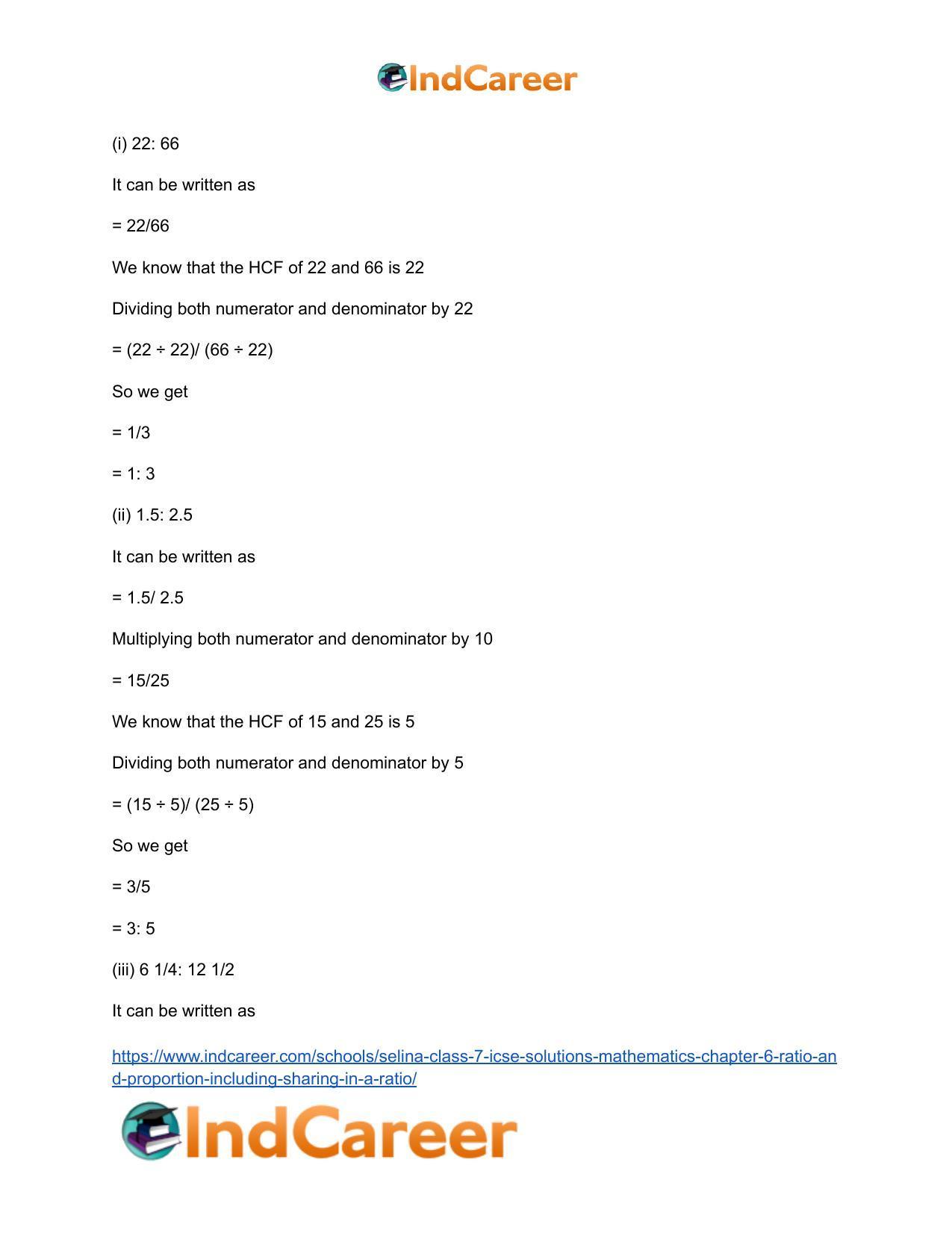 Selina Class 7 ICSE Solutions Mathematics : Chapter 6- Ratio and Proportion (Including Sharing in a Ratio) - Page 3