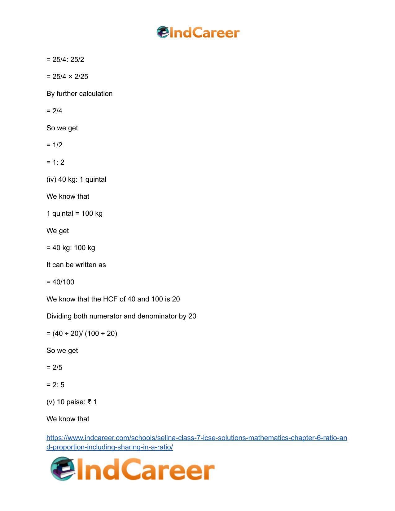Selina Class 7 ICSE Solutions Mathematics : Chapter 6- Ratio and Proportion (Including Sharing in a Ratio) - Page 4